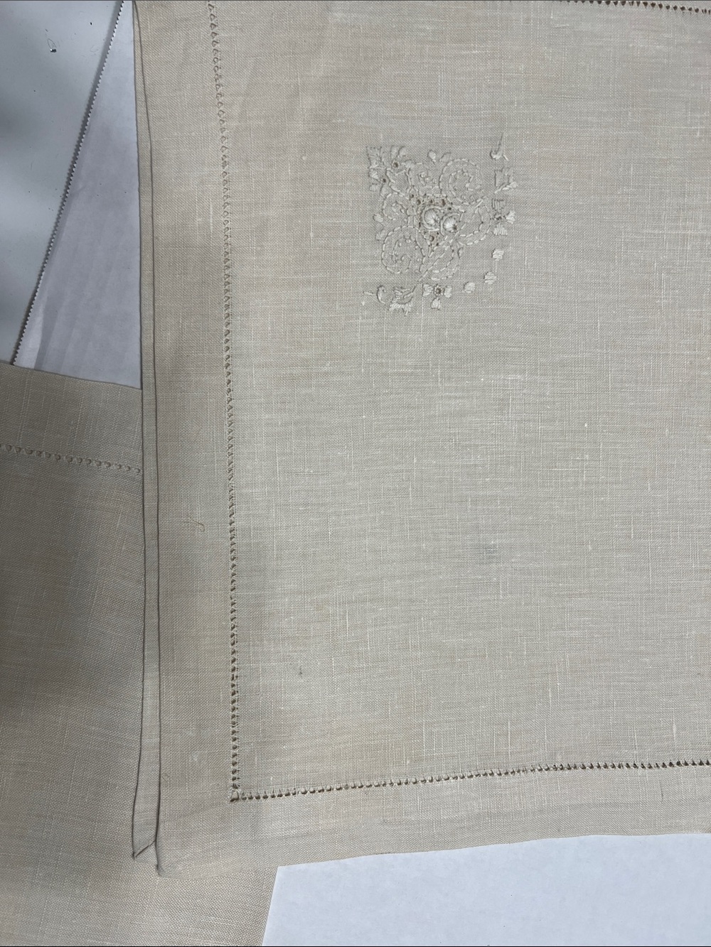 Embroidered Beige Linen Placemat - Picture 7 of 8